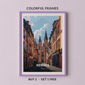 Rennes Travel Poster Rennes Cathedral Wall Art Print France Poster City Print City Poster Home Decor Cityscape Artwork Trendy Retro Poster