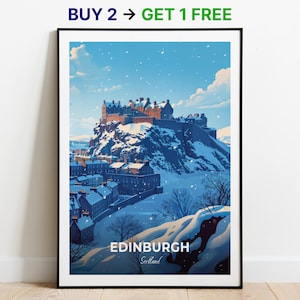 Póster de viaje de Edimburgo, impresión artística de pared del castillo de Edimburgo, póster de Escocia, impresión de la ciudad, póster de la ciudad, decoración del hogar, obra de arte de paisaje urbano, regalo para amantes del arte