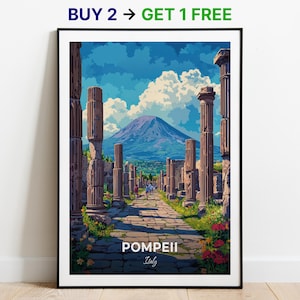 Pompeji Reise Poster Wand Kunst Druck Italien Poster Stadt Druck City Poster Wohnkultur Stadtbild Kunstwerk Trendy Retro Plakat Kunst Liebhaber Geschenk