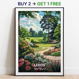 Leeds Reiseposter Roundhay Park City Print Stadtbild Kunstwerk Geburtstag Hochzeitsgeschenk Wand Kunst Lage Print Home Decor Reisende Geschenk