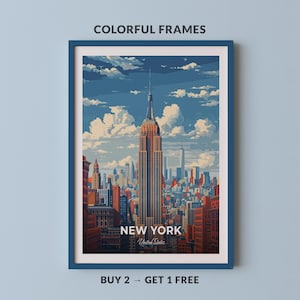 Affiche de voyage à New York, impression d'art mural Empire State Building, impression d'art mural, affiche des États-Unis, impression de ville, affiche de ville, décoration d'intérieur, oeuvre d'art paysage urbain