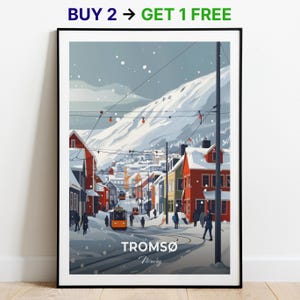 Tromsø Reiseposter Tromsø City Center Wand Kunst Druck Norwegen Poster City Print City Poster Home Dekor Stadtbild Kunstwerk Kunstliebhaber Geschenk