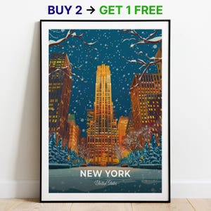 New York Reiseplakat Rockefeller Center Wand Kunst Druck USA Poster City Print City Poster Home Decor Stadtbild Kunstwerk