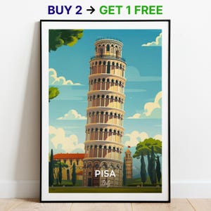 Pisa Reise Poster Schiefer Turm Von Pisa Wand Kunst Druck Italien Poster City Print City Poster Home Decor Stadtbild Kunstwerk Trendy Retro Poster