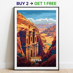Petra Travel Poster Ad-Deir Monastery Wall Art Print Jordan Poster City Print City Poster Home Decor Cityscape Artwork Trendy Retro Poster
