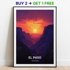 El Paso Travel Poster Franklin Mountains State Park Wall Art Print United States Poster City Print City Poster Home Decor Cityscape Artwork