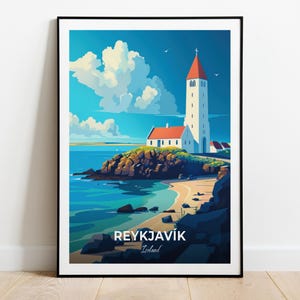 Reykjavík Reiseposter Island Poster Stadtbild Kunstliebhaber Geschenk