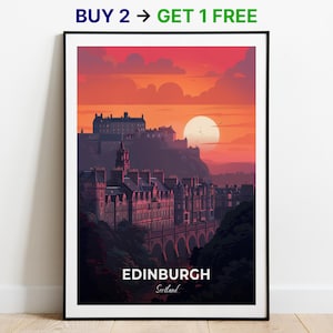 Póster de viaje de Edimburgo, impresión artística de pared del Palacio de Holyrood, póster de Escocia, impresión de ciudad, póster de ciudad, decoración del hogar, paisaje urbano, obra de arte, regalo para amantes del arte