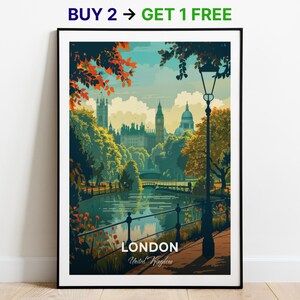 Londen reisposter Regent's Park kunst aan de muur print Verenigd Koninkrijk poster stad print stad poster woondecoratie stadsgezicht kunstwerk