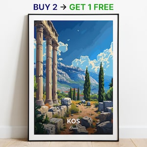 Kos Reise Poster Asklepieion Wand Kunst Druck Griechenland Poster City Print City Poster Wohnkultur Stadtbild Kunstwerk Trendy Retro Poster