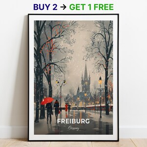 Freiburg Reiseposter Seepark Wand Kunst Druck Deutschland Poster Stadt Print Stadt Poster Wohnkultur Stadtbild Kunstwerk Trendy Retro Poster