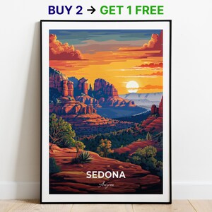 Affiche de voyage de Sedona, impression d'art mural cathédrale, impression d'art Arizona, impression de ville, affiche de ville, décoration d'intérieur, paysage urbain, oeuvre d'art, affiche rétro tendance