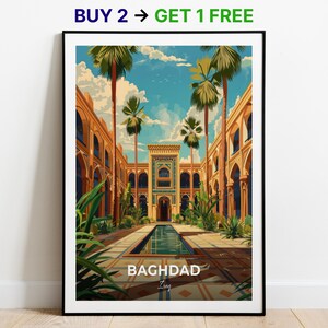 Bagdad Reiseposter Al-Khuld Palast Wand Kunst Druck Pakistan Poster City Print City Poster Home Dekor Stadtbild Kunstwerk Trendy Retro Poster