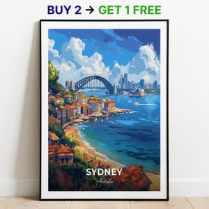 Sydney Reiseposter Hafen Brücke Wand Kunst Druck Australien Poster City Print City Poster Wohnkultur Stadtbild Kunstwerk Trendy Retro Poster
