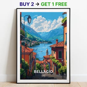 Bellagio Travel Poster Bellagio City Center Wall Art Print Italy Poster City Print City Poster Home Decor Cityscape Artwork Art Lovers Gift