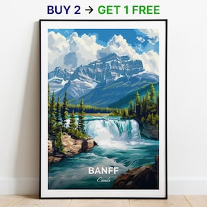 Banff Reiseposter Bow Falls Wand Kunst Druck Kanada Poster City Print City Poster Wohnkultur Stadtbild Kunstwerk Trendy Retro Poster