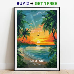 Aitutaki Reiseplakat Aitutaki Lagune Wand-Kunst-Druck Koch-Inseln Poster City Print City Poster Wohnkultur Stadtbild Kunstwerk Wandbehang