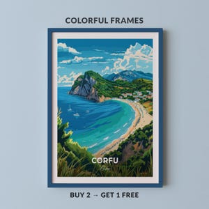 Corfu Travel Poster Agios Gordios Beach Wall Art Print Greece Poster City Print City Poster Home Decor Cityscape Artwork Trendy Retro Poster