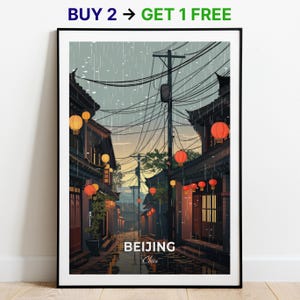 Peking Reiseposter Hutongs Wand Kunst Druck China Poster City Print City Poster Wohnkultur Stadtbild Kunstwerk Trendy Retro Poster