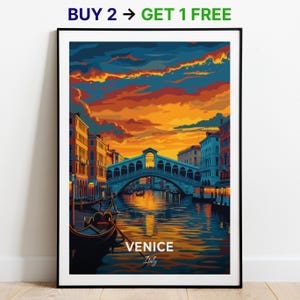 Venedig Reise Poster Rialtobrücke Wand Kunst Italien Poster City Print City Poster Home Decor Stadtbild Kunstwerk Trendy Retro Poster