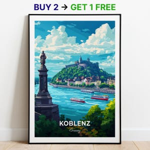 Koblenz Travel Poster Wall Art Print Germany Poster City Print City Poster Home Decor Cityscape Artwork Trendy Retro Poster Art Lovers Gift