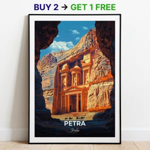 Petra Travel Poster Desert Landmark Wall Art Print Jordan Poster City Print City Poster Home Decor Cityscape Artwork Trendy Retro Poster