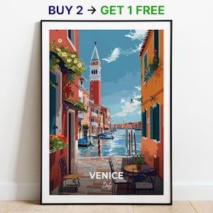 Affiche de voyage de Venise, impression d'art mural sur l'île de Murano, impression d'art en Italie, impression de ville, affiche de ville, décoration d'intérieur, oeuvre d'art de paysage urbain, affiche rétro tendance