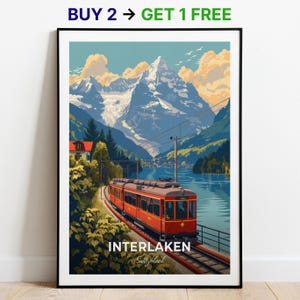 Interlaken Travel Poster Schynige Platte Wand Kunst Druck Schweiz Poster City Print City Poster Home Decor Stadtbild Kunstwerk Wandbehang