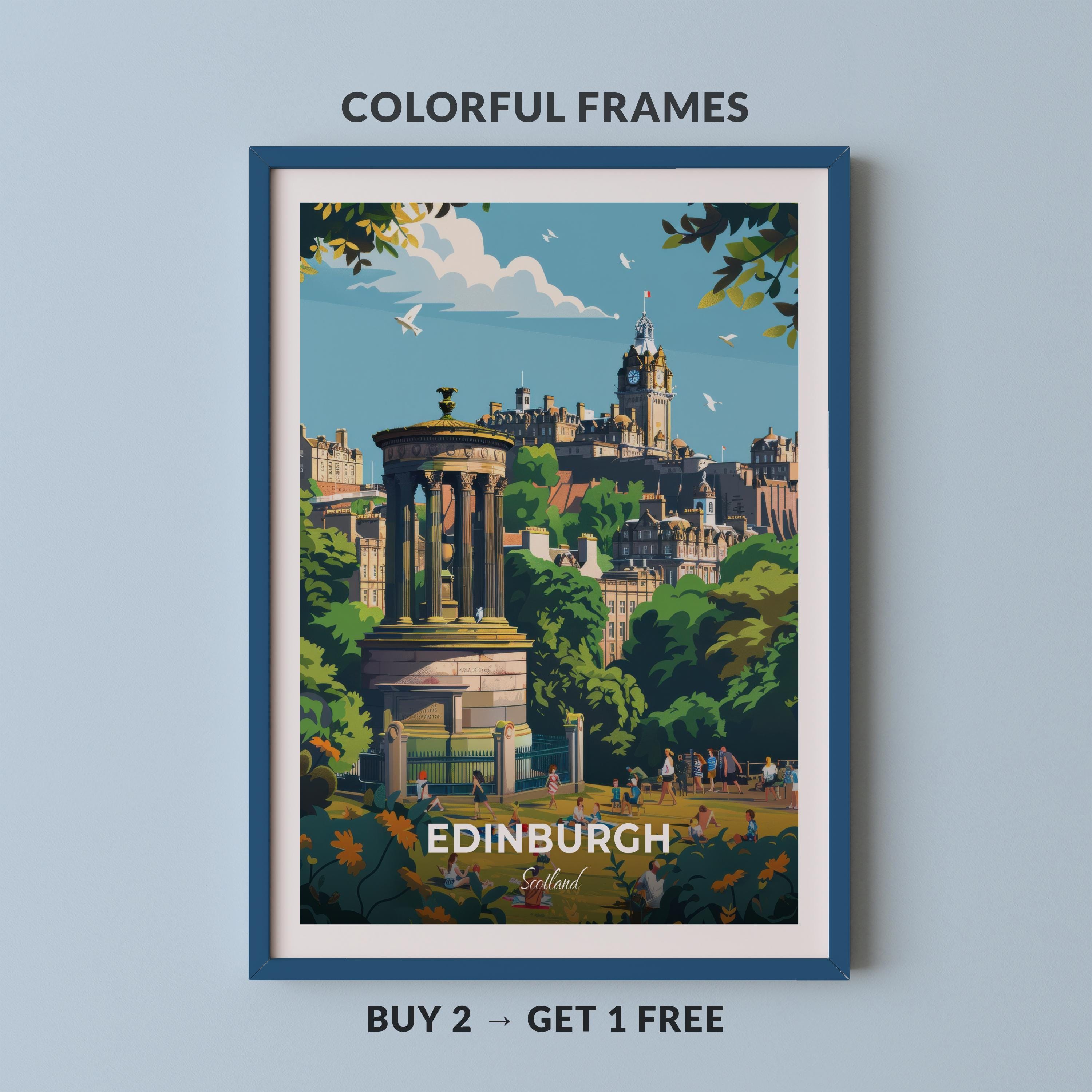Edinburgh Travel Poster Calton Hill Wall Art Print Scotland Poster City ...