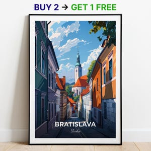 Affiche de voyage de Bratislava, impression d'art mural cathédrale Saint-Martin, impression d'art slovaque, impression de ville, affiche de ville, décoration d'intérieur, oeuvre d'art paysage urbain