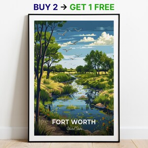 Fort Worth Reiseposter Fort Worth Nature Center & Refuge Wall Art Print USA Poster City Print City Poster Home Decor