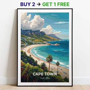 Kapstadt Reiseposter Camps Bay Wand Kunst Druck Südafrika Poster City Print City Poster Wohnkultur Stadtbild Kunstwerk Trendy Retro Poster
