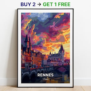 Affiche de voyage de Rennes, impression d'art mural Parlement de Bretagne, affiche de la France, impression de la ville, affiche de la ville, décoration d'intérieur, oeuvre d'art paysage urbain, cadeau pour les amateurs d'art