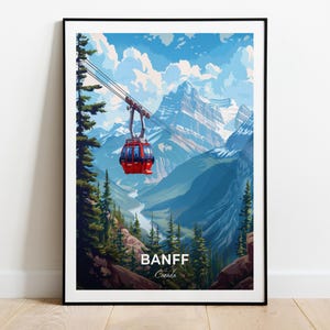 Banff Reiseposter Banff Gondel Wand Kunst Druck Kanada Poster City Print City Poster Home Decor Stadtbild Kunstwerk Trendy Retro Poster