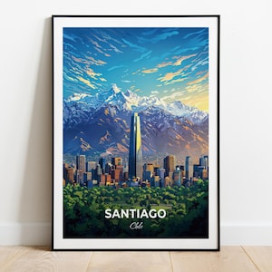 Santiago Reise Poster Wand Kunst Chile Poster City Print City Poster Home Dekor Stadtbild Kunstwerk Trendy Retro Poster Art Liebhaber Geschenk