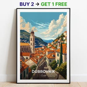 dubrovnik Reise Poster Altstadt Wand Kunst Druck Poster Kroatien Stadt Print City Poster Home Dekor Stadtbild Kunstwerk Trendy Retro Poster