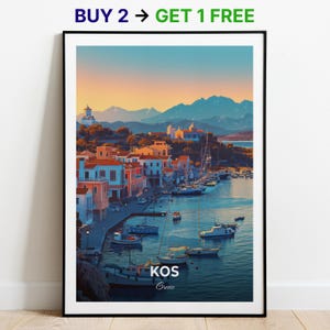 Kos Reise Poster Kos Hafen Wand Kunst Druck Griechenland Poster Stadt Druck Stadt Poster Wohnkultur Stadtbild Kunstwerk Trendy Retro Poster Wandbehang