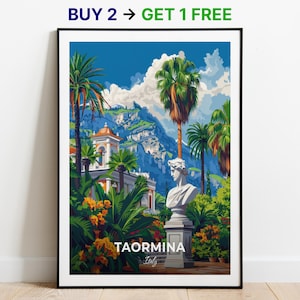Taormina Reiseplakat Garten von Taormina Wand Kunst Italien Poster City Print City Poster Home Dekor Stadtbild Kunstwerk
