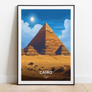 Kairo Reiseplakat Die große Pyramide von Gizeh Wand Kunst Druck Ägypten Poster Stadt Druck Stadt Poster Wohnkultur Stadtbild Kunstwerk Wandbehang