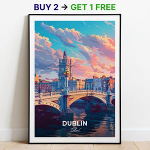 Dublin Travel Poster Ha&#039;penny Bridge Wall Art Print Ireland Poster City Print City Poster Home Decor Cityscape Artwork Art Lovers Gift