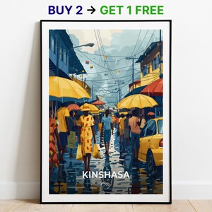 Kinshasa Reiseposter Zentralmarkt von Kinshasa Wandkunst Kongo Poster City Print City Poster Home Decor Stadtbild Kunstwerk