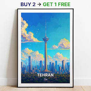 Teheran Reiseposter Milad Tower Wand Kunst Druck Iran Poster City Print City Poster Wohnkultur Stadtbild Kunstwerk Trendy Retro Poster