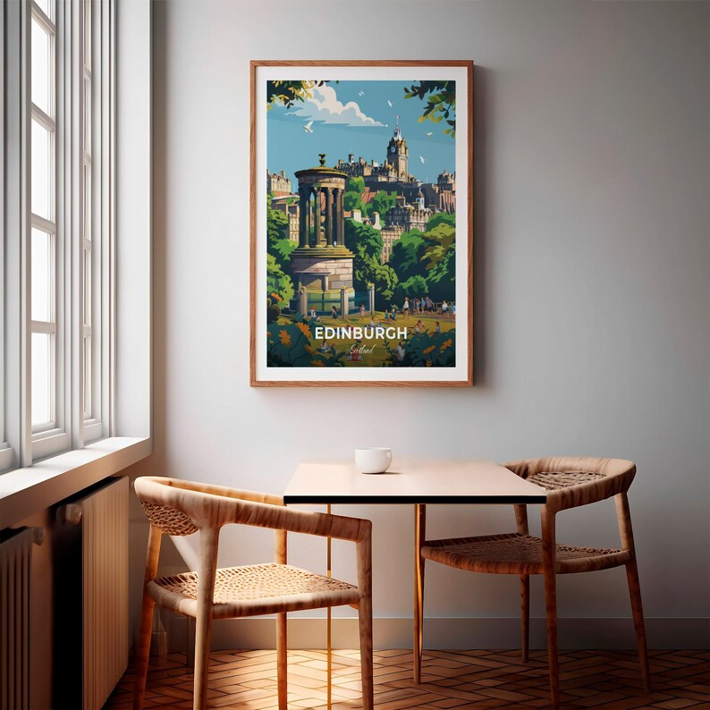 Edinburgh Travel Poster Calton Hill Wall Art Print Scotland Poster City ...