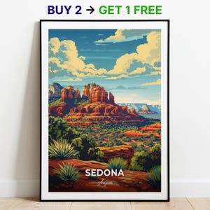 Affiche de voyage de Sedona, impression d'art mural Bell Rock, impression d'art mural, affiche de l'Arizona, impression de ville, affiche de ville, décoration d'intérieur, oeuvre d'art paysage urbain, affiche rétro tendance