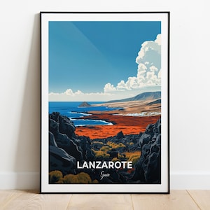 Lanzarote Reise Poster Wand Kunst Druck Spanien Poster Stadt Druck Stadt Poster Wohnkultur Stadtbild Kunstwerk Trendy Retro Plakat Kunst Liebhaber Geschenk