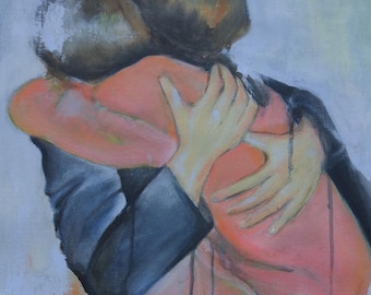 "Limited Edition Kunstdruck ""The Hug"" , romantisches figuratives Kunstwerk, emotionales Wandkunst Geschenk."