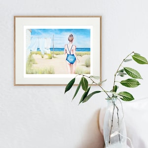 Manifesto artistico sulla spiaggia "Brezza estiva" Stampa artistica con atmosfera estiva