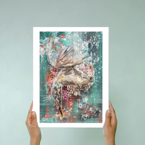 Bellissima stampa murale raffigurante un uccello "Martin pescatore", esclusiva decorazione artistica
