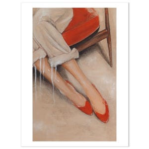 Elegante stampa artistica senza tempo "Scarpe Rosse", stampa murale femminile in edizione limitata