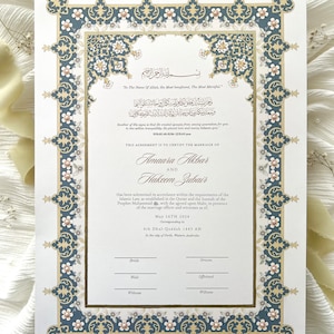 A3 Luxus Nikkah Zertifikat- MIRAJ | Nikkahnama | Nikkah Vertrag | Islamische Heiratsurkunde